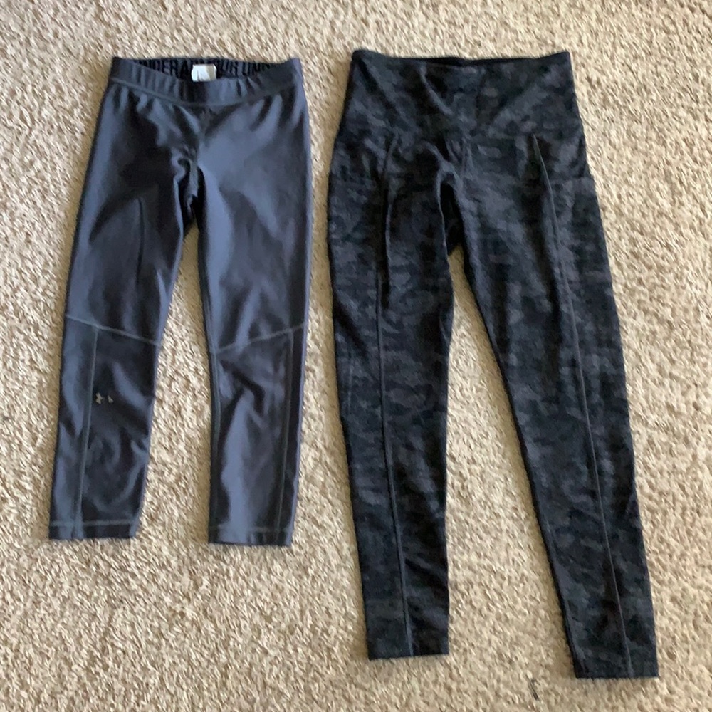 Gray and camo leggings